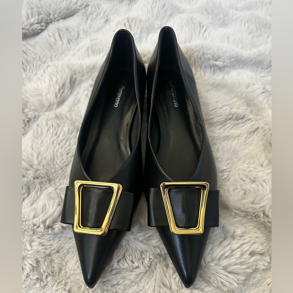 C.Paravano black pumps slip on flat size 39